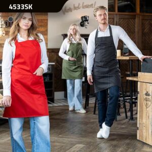 Hobbyschort met dubbel opgestikte zak in 2 delen smalle krijtstreep