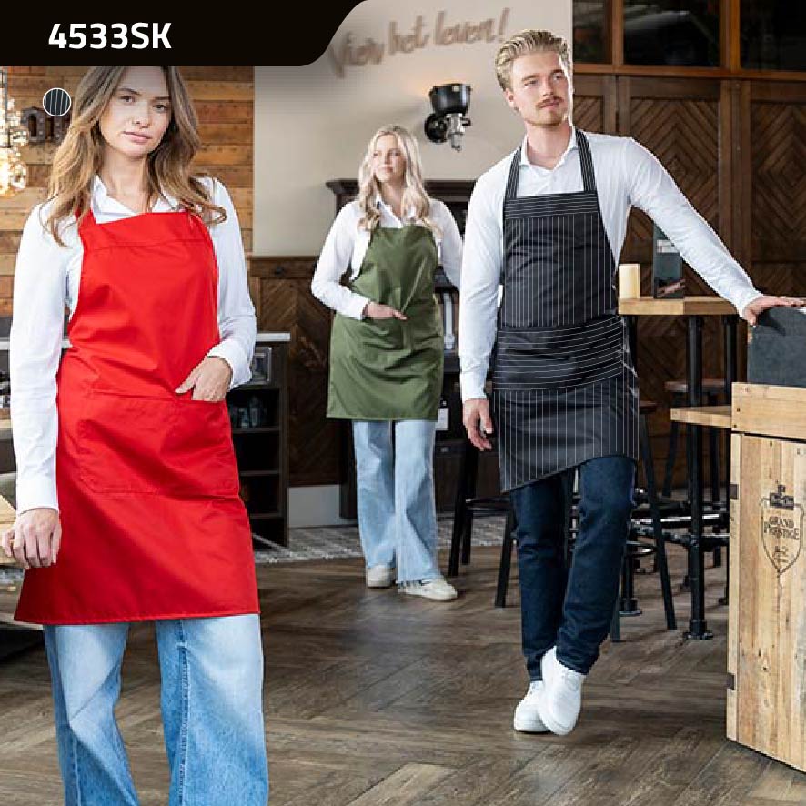 Hobbyschort met dubbel opgestikte zak in 2 delen smalle krijtstreep